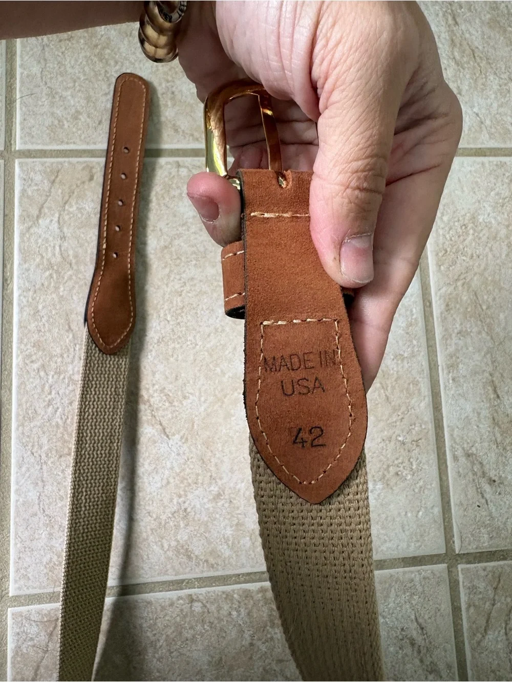 Zep-Pro canvas/leather belt w/an embroidered Palmetto tree and crescent moon 42